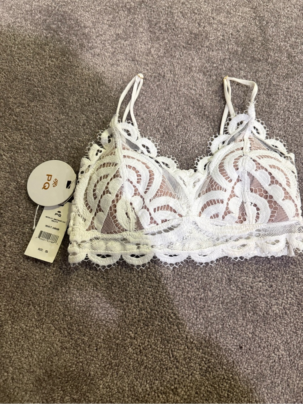 PQ Swim White Lace Bralette with Delicate Scalloped Trim